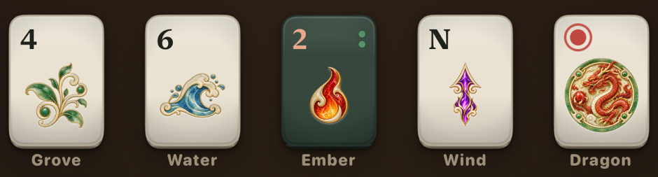 The five families: Grove, Water, Ember, Wind and Dragon